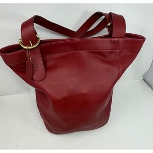 Vintage Coach Sonoma Red Leather Bucket Bag Tote Made in USA C6C-4082 Brass